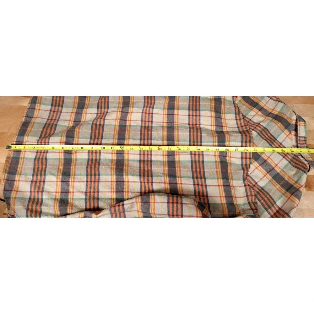 True Religion Shirt Men‎ Tag Size 2XL Fits Large Beige Plaid Pearl Snap